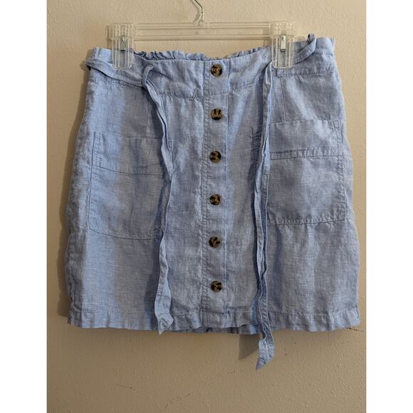 Jones & Co Jones New York Light Blue Linen Tie Waist Skirt Shorts Skort M - Picture 5 of 10